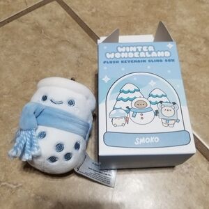 Smoko Winter Wonderland Frosty Pearl Boba Tea 3 Inch Keychain Bag Charm Plush